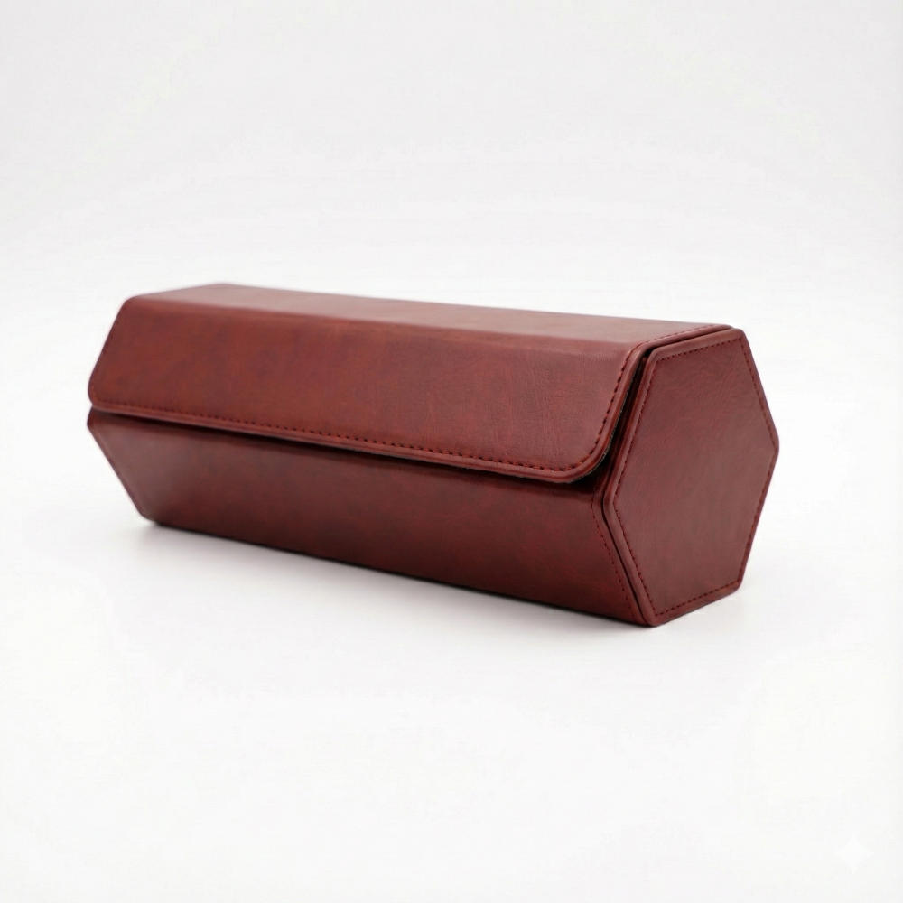 Hexagonal Premium Leather Watch Roll - 3 Slots
