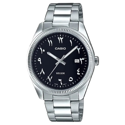 Casio Rare Classic MTP-1302D-1B3 Analog Black Arabic Dial Stainless Steel Men's Watch
